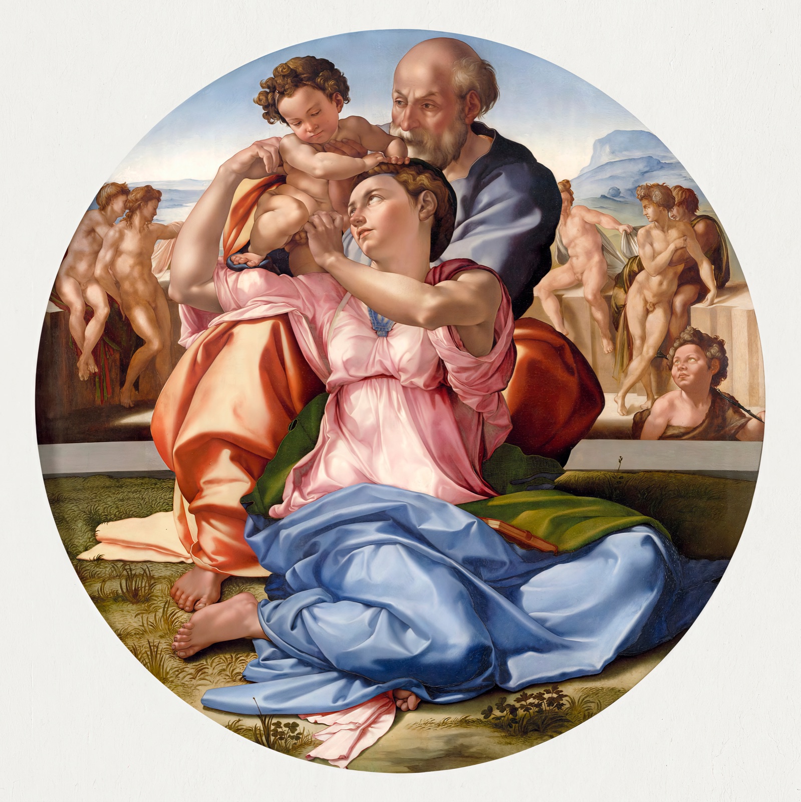 Annotated details from Doni Tondo by Michelangelo